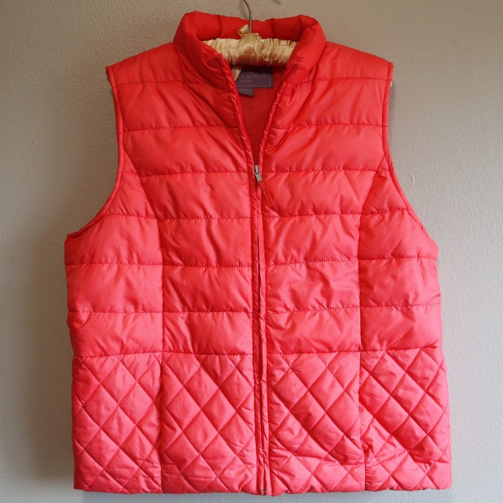 Laura Scott Petite Pink Puffer Vest Zip-up Coat with Pockets size XL-Petite